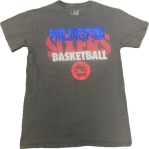 NBA Mens Philadelphia Sixers Basketball T-Shirt Small Gray Graphic Tee